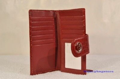 Coach 46407 Sutton Signature Skinny Wallet Khaki Cranberry