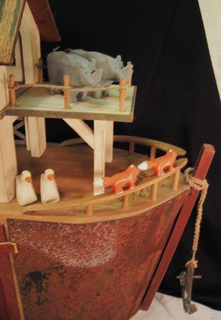 Millwood Toy Co Noahs Ark Carved Wood Folk Art Barn