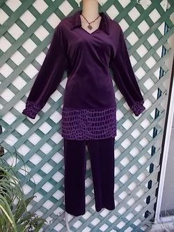 Mims Cole Velvet Dress Suit Top Slacks Set 1x New Career Church