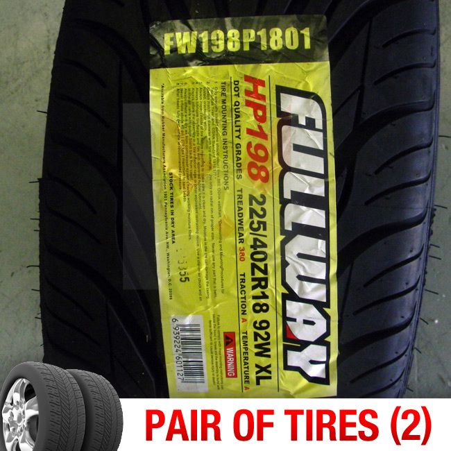 of 2) New 225/40R18 Fullway HP198 Two Tires (1 Pair) 225 40 18 2254018