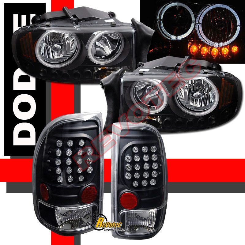 98 04 DODGE DAKOTA HALO ANGEL EYES LED HEADLIGHTS & LED TAIL LIGHTS