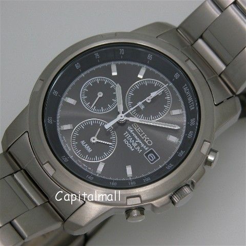 New Seiko 68g Full Titanium Alarm Tac Chrono 100M Mens Watch FedEx