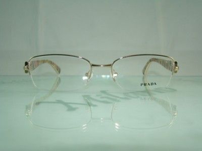 Prada VPR 52N ZVN 101 Beige Gold Half Rim Spectacles Frames Eyeglasses