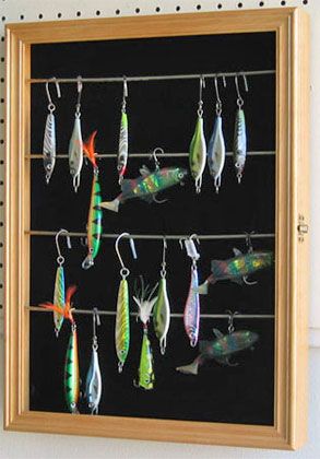 Fishing Spoon, Lure, Bait,Display Case, Glass Door, Solid wood