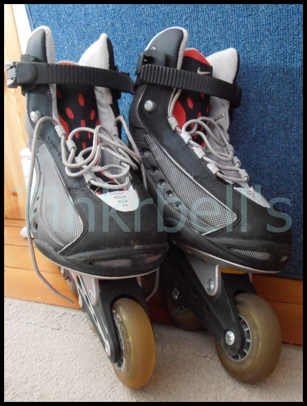 Men Size 12 Nike Air Max Roller Blades Black Gray Red Inline Skates N