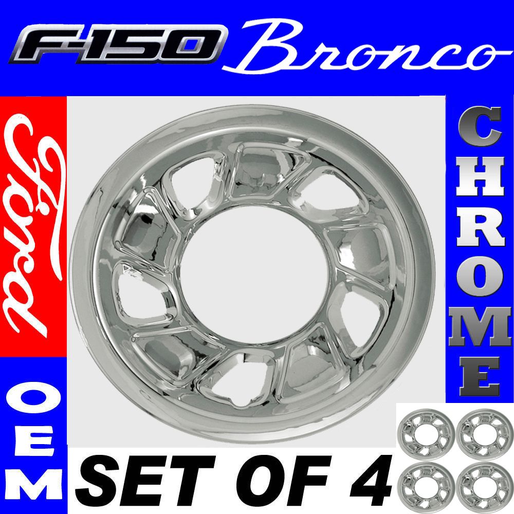PC Set 92 96 Ford Bronco F150 Truck 15 Chrome Wheel Skin Hubcap