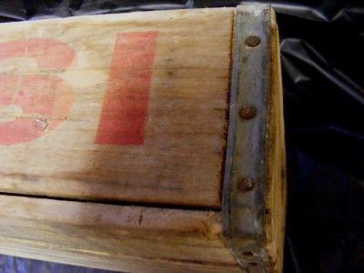 24 Empty Pepsi Cola Soda Glass Bottles Wood Crate w Red Lettering Very