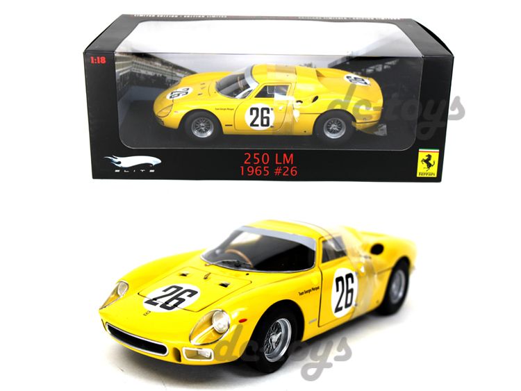 Hot Wheels Elite 1965 Ferrari 250 LM LeMans 26 1 18 Yellow
