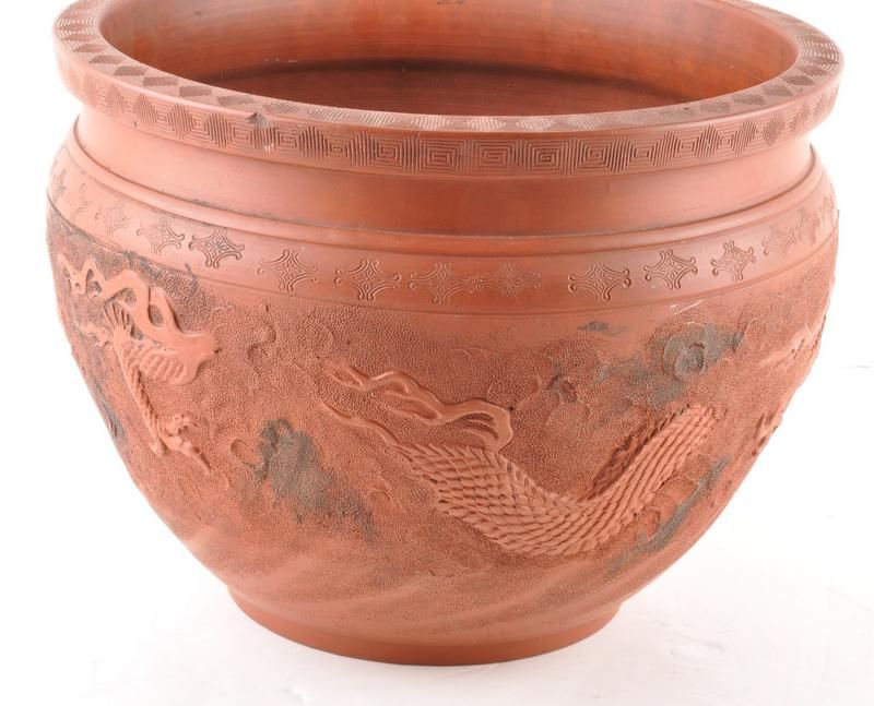 Antique Tokoname Sueyaki Japanese Red Clay Dragon Jar