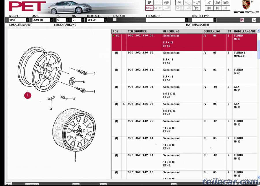 Porsche 911 996 Turbo GT3 Felge Rim 18