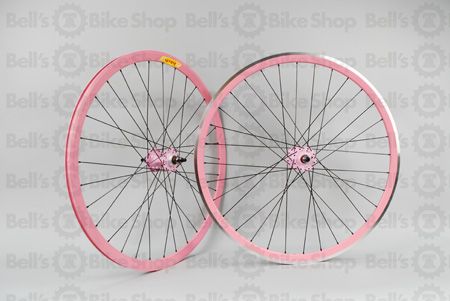 Velocity Deep V Track Wheels Pink Black Front Machined Origin8 Hubs