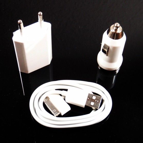 ladekabel Set iPhone 4 3in1 KFZ USB REISELADEGERÄT NEU