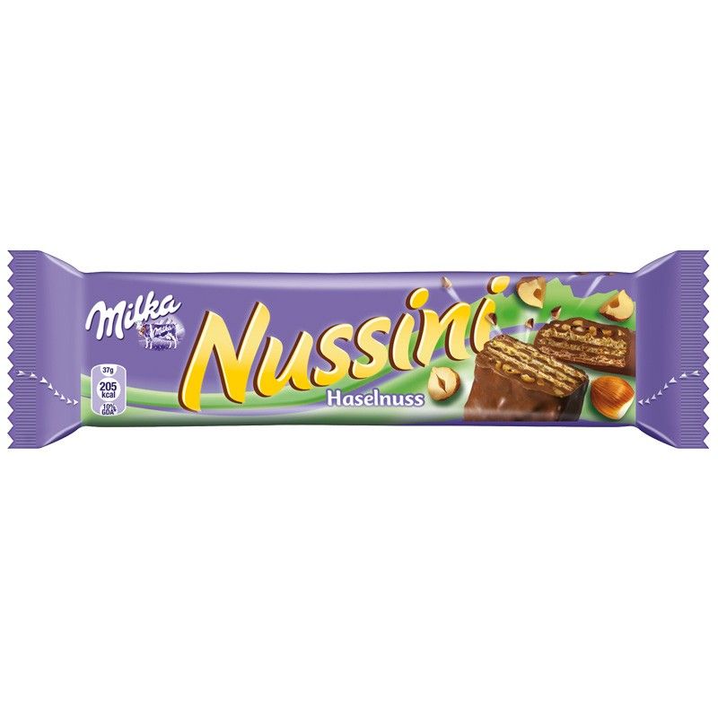 77EUR/1000g) Milka Nussini Haselnuss, Riegel, Schoko