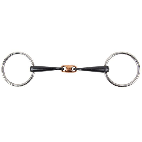 black Snaffle Bit, doppelt gebrochen mit Kupfer 13,5cm