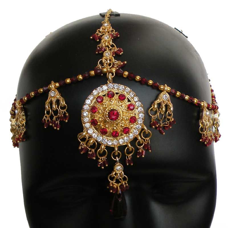 BEAUTIFUL INDIAN GOLDPLATED KUNDAN BRIDAL BELLY MATHA PATTI FOREHEAD