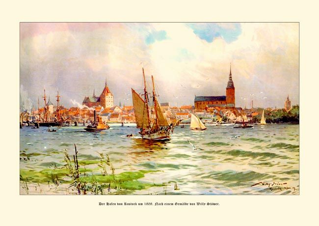 Deutsches Reich Rostock Hafen 1909 Gemälde W. Stöwer 17