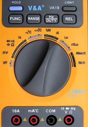 1032] Multimeter VA 19, V A Ohm F Hz °C %rH dB lx