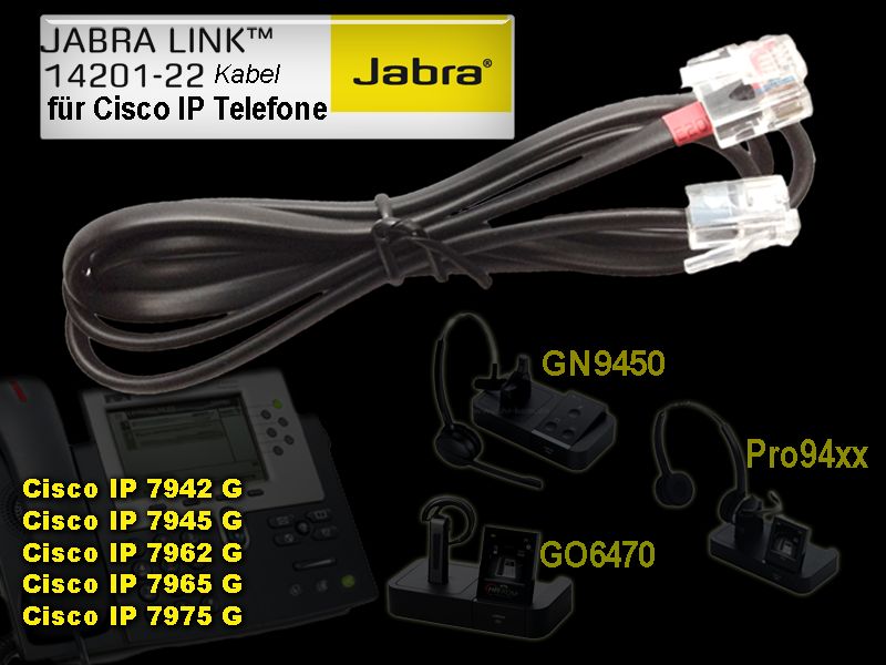 14201 22 Cisco IP JABRA GN Netcom Kabel Headset PRO 9470 PRO9460