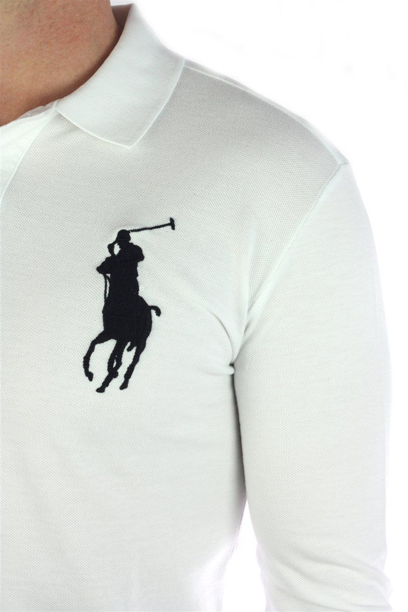 Original RALPH LAUREN Polo Longsleeve Big Pony weiß Gr.M   3XL NEU