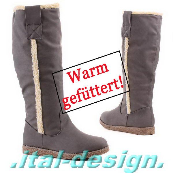 DESIGNER DAMEN SCHUHE STIEFEL BOOTS MIT KUNST FELL IN LEDER OPTIK 86c1