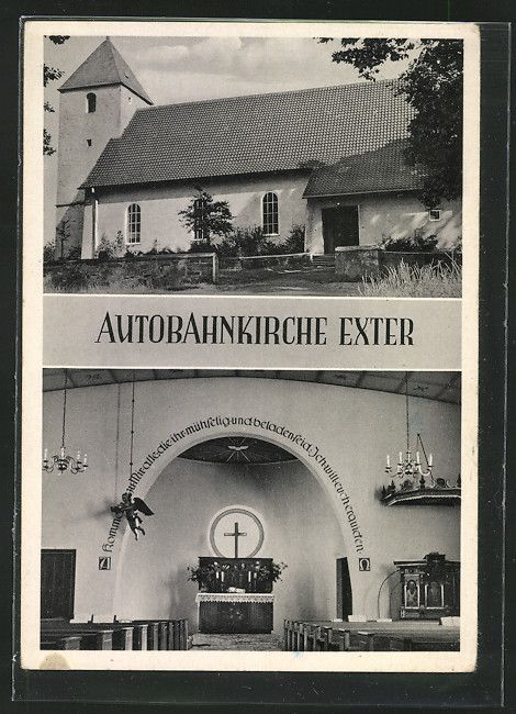 alte AK Exter, Autobahnkirche, Außenansicht, Kapelle