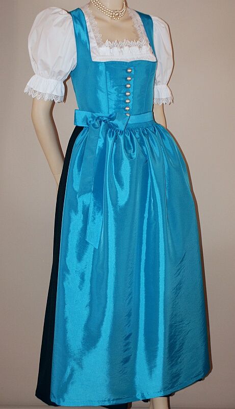 FEST DIRNDL TAFT KLEID BALLKLEID LANG türkis blau Gr.38