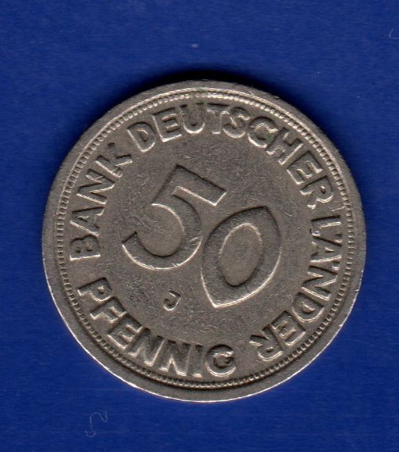 50 Pfennig 1949 J Bank deutscher Laender BDL Deutschland BRD