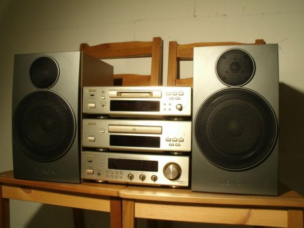 DENON Stereoanlage MINI Champagner Boxen DRA F100 DCD F100 Recorder