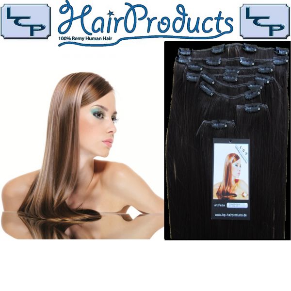 CLIP IN EXTENSIONS DUNKELBRAUN 100% KANEKALON HAARE