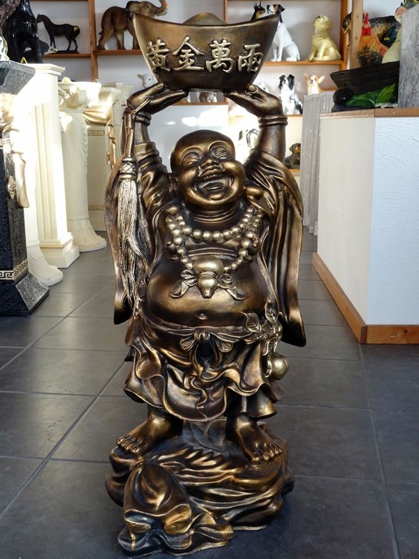 BUDDHA STEHEND H 78 CM TEMPELWÄCHTER STATUEGARTENFIGUR DEKOFIGUR