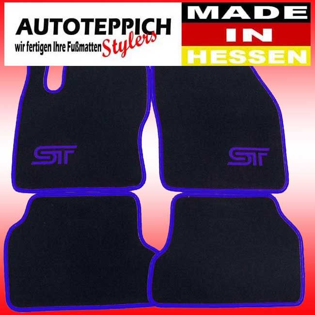 Q100 Fussmatten Autoteppich fuer Ford Focus 2 Bj 2008 2011 ST Logo