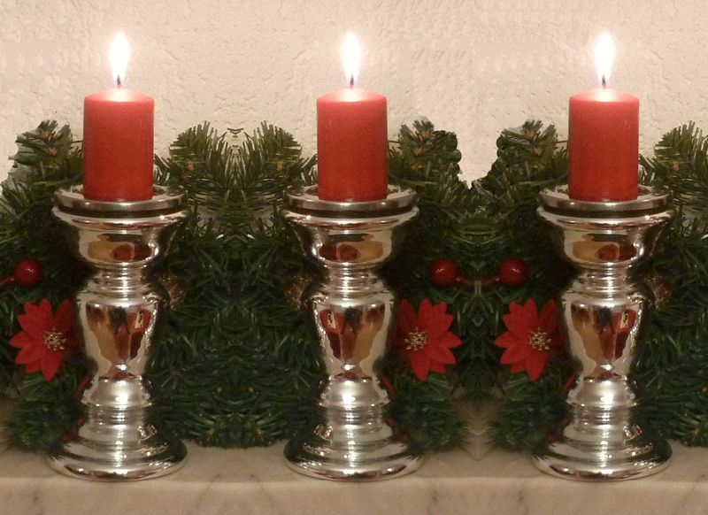 3er Set Kerzenständer Kerzenhalter, Bauernsilber