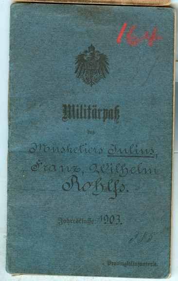 WWIMilitärpassOld.Inf.Regt.Nr.91