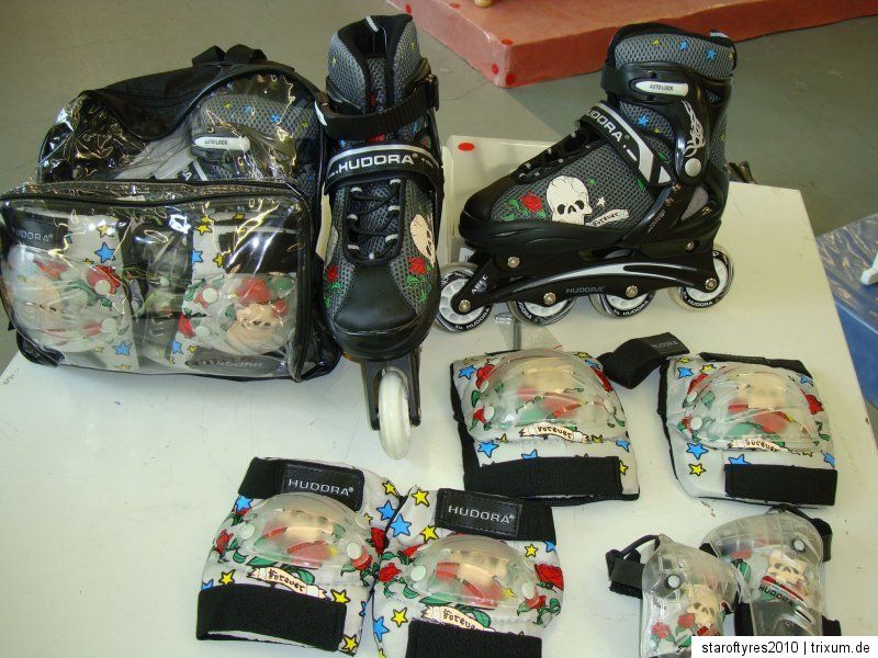 HUDORA Inlineskates Mega Set Protektoren Schoner Rucksack Outbreake