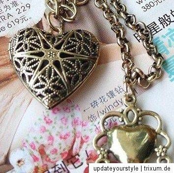 Vintage BOHO Kette MULTIHEARTS STEAMPUNK victorian Hippie