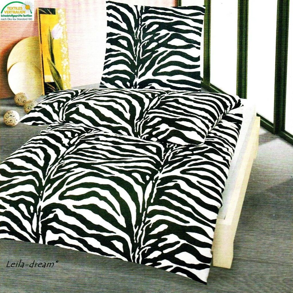 4tlg Microfaser Thermo Fleece Zebra Bettwäsche 135x200 African Dream