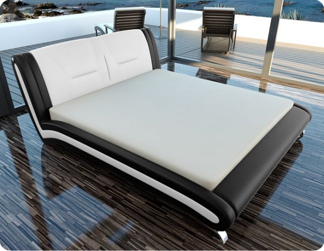 Edel Lederbett schwarz 140x200 moderne Designerbetten Hotelbetten