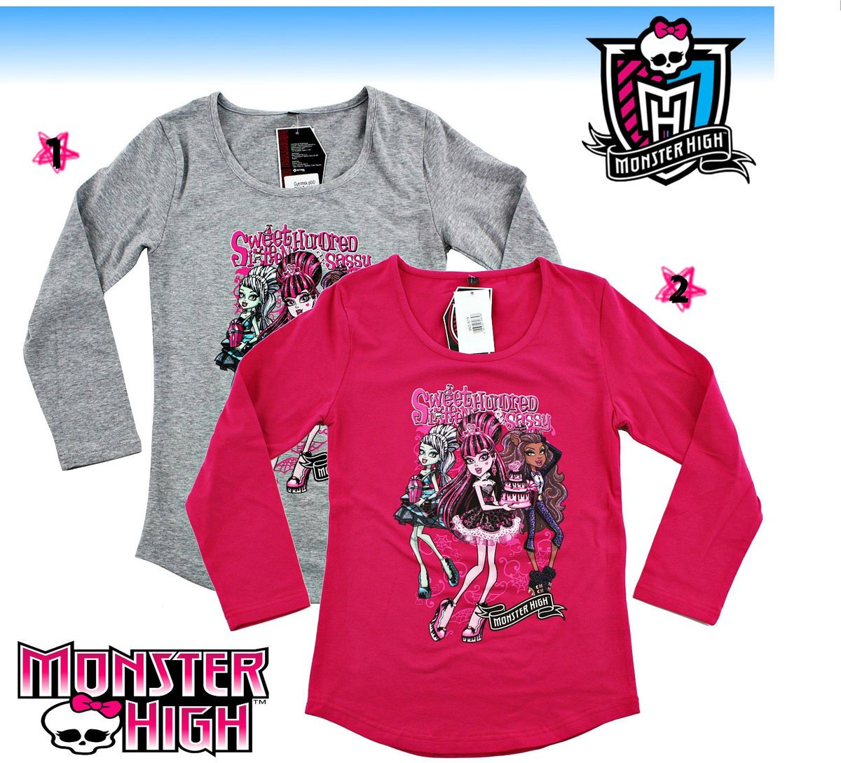 MONSTER HIGH LANGARMSHIRT SHIRT PULLOVER 128,140,152,164 DRACULAURA