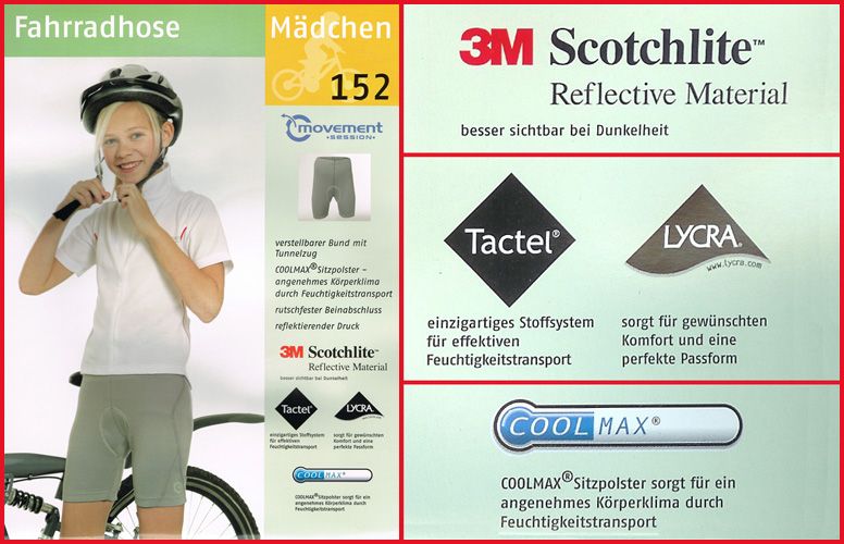 Mädchen Radhose Fahrradhose kurz Sitzpolster Gr 152 NEU