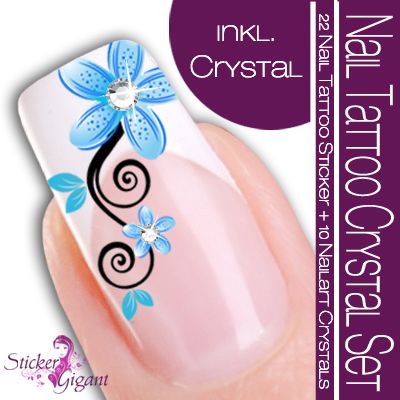 NEU Nail Art Tattoo Sticker Crystal SET türkis