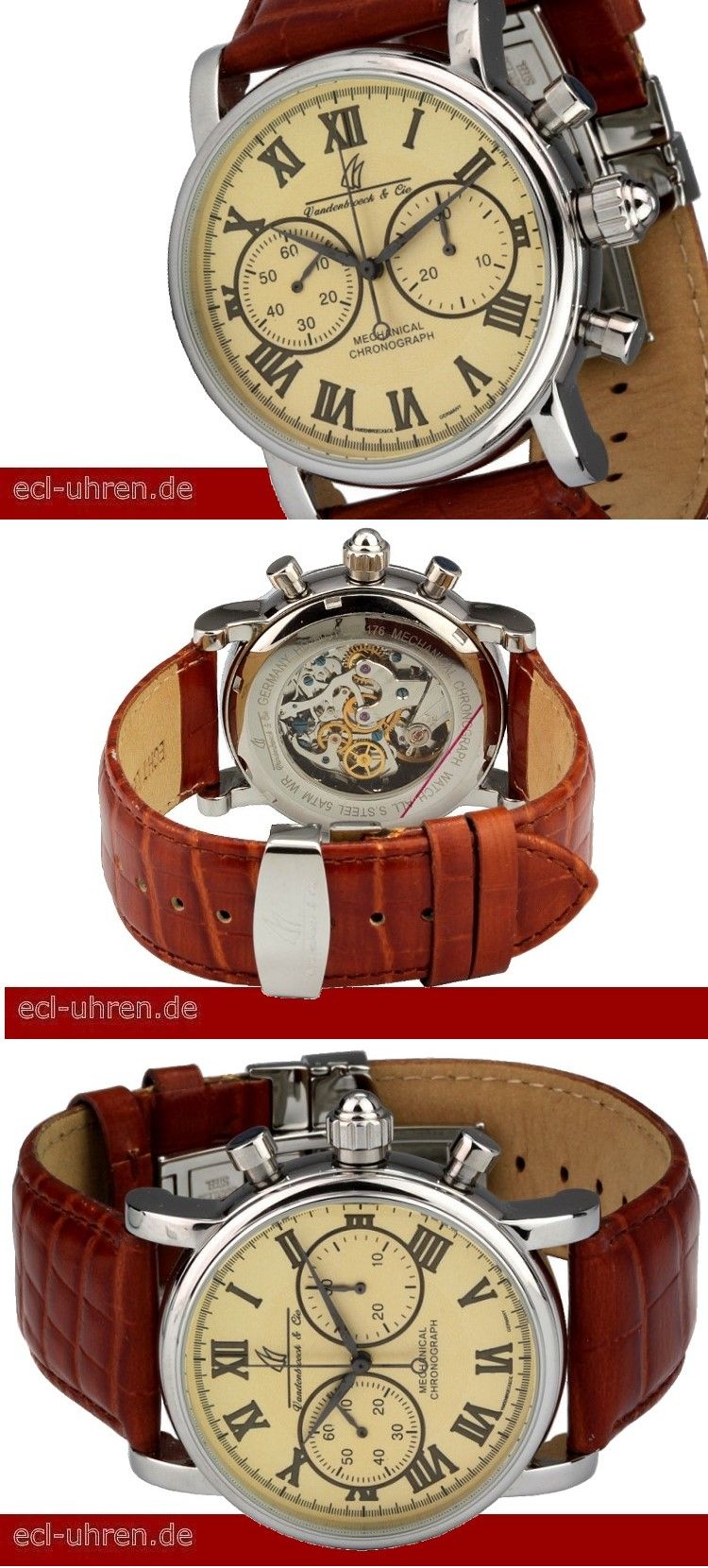 VANDENBROECK & CIE. SCHALTRAD CHRONOGRAPH HANDAUFZUG HERRENUHR