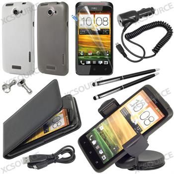 12 Zubehör Set Kit Flip Tasche Case Hülle Ladegerät Folie Für HTC