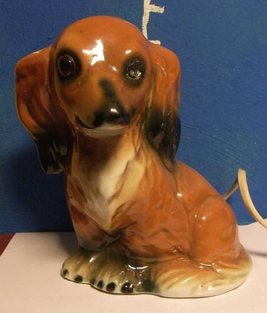 Vintage German Porcelain Perfume Lamp Dachshund