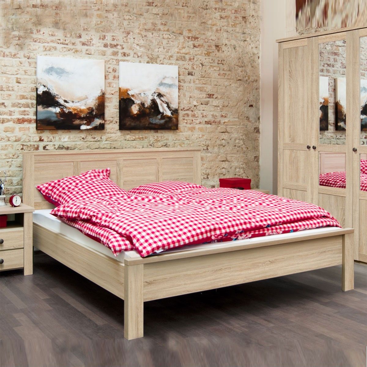 BETT verschiedene Größen DOPPELBETT Landhausstil ++Acasa++ in Eiche