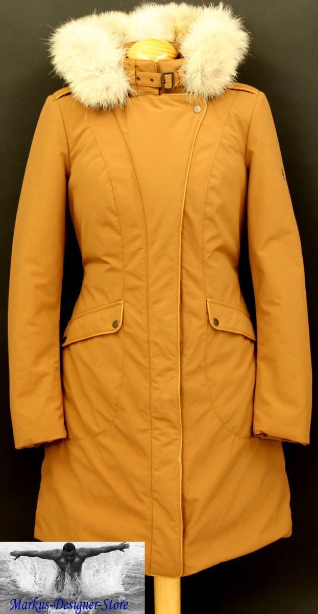 Belstaff Damen Winter Jacke Mantel Teflon Gr 36 mit Fell Doppelfutter