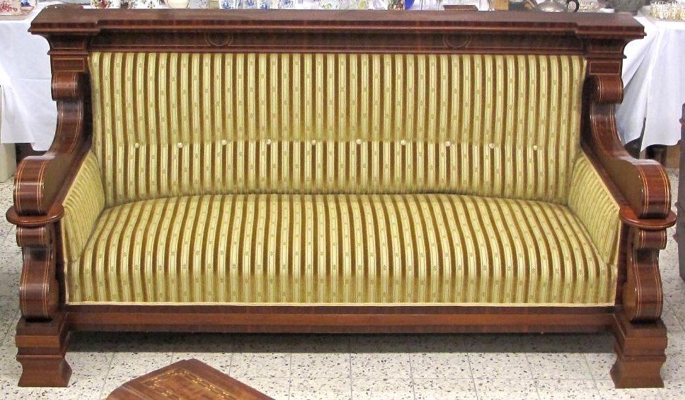 nBiedermeier Sofa, Mahagoni massiv/furniert mit Fad 197/9030