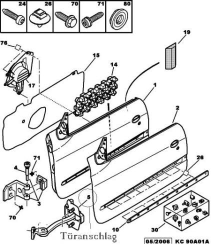 Türfangband Türbremse Türanschlag vo. PEUGEOT 206 NEU 9181C8