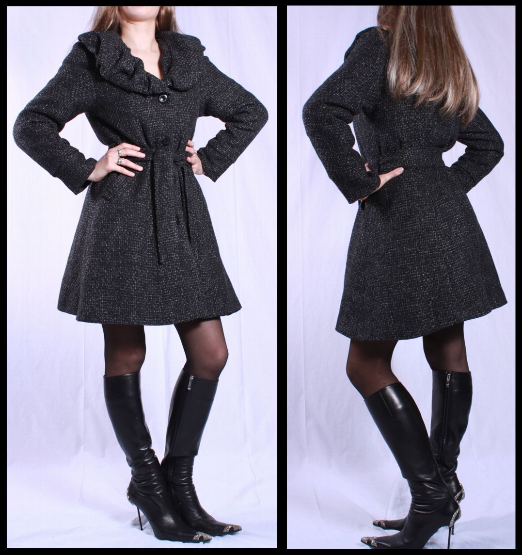 DESIGNER TRENCHCOAT WINTER MANTEL ANTHRAZIT 40 42 44 46