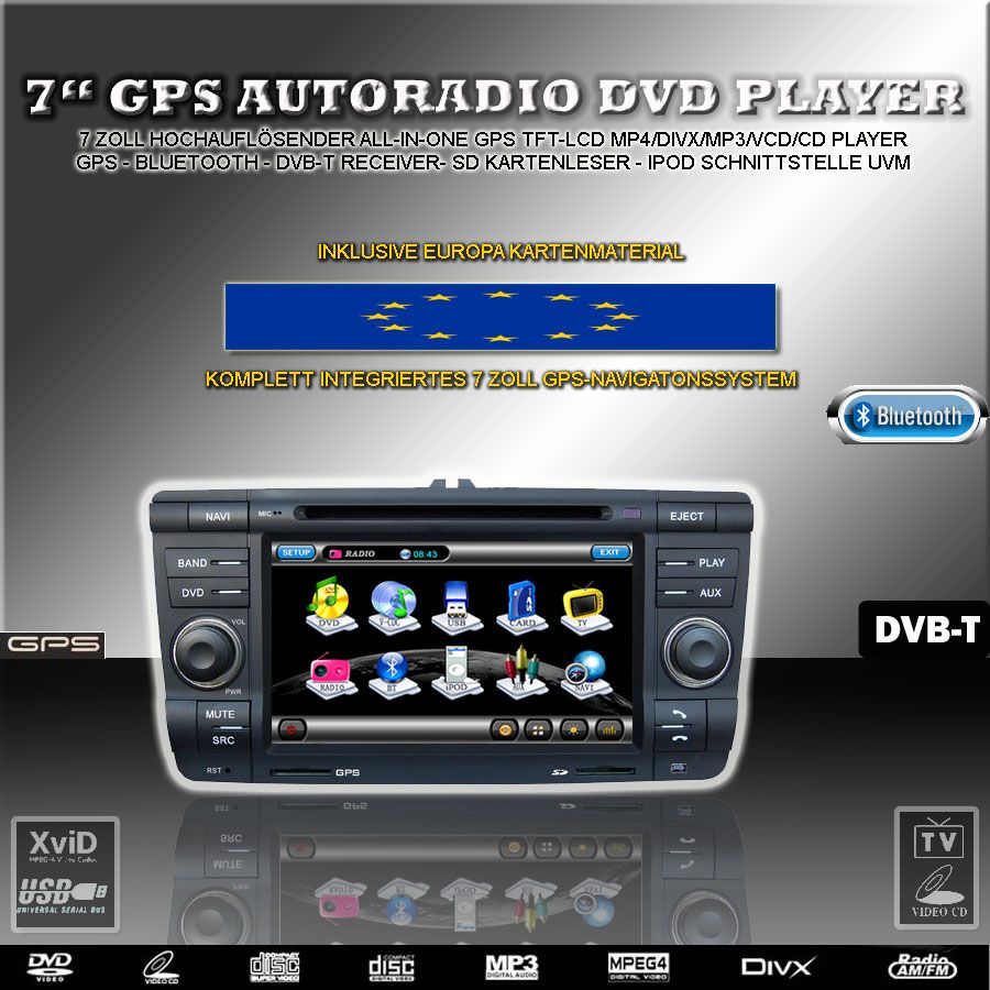 GPS Navigation SKODA Octavia Roomster Fabia Praktik NAVI BLUETOOTH