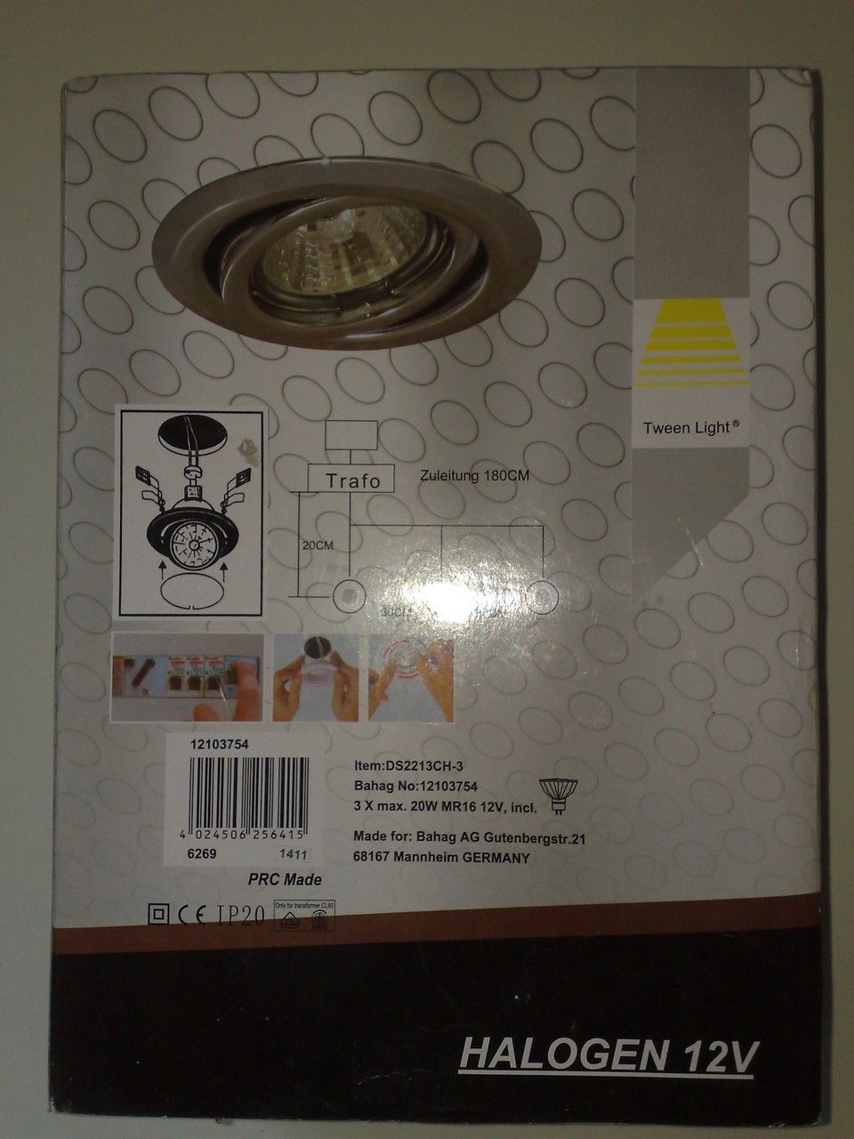 Einbauleuchte Edelstahl Tween Light 3x 20W Halogen 12v